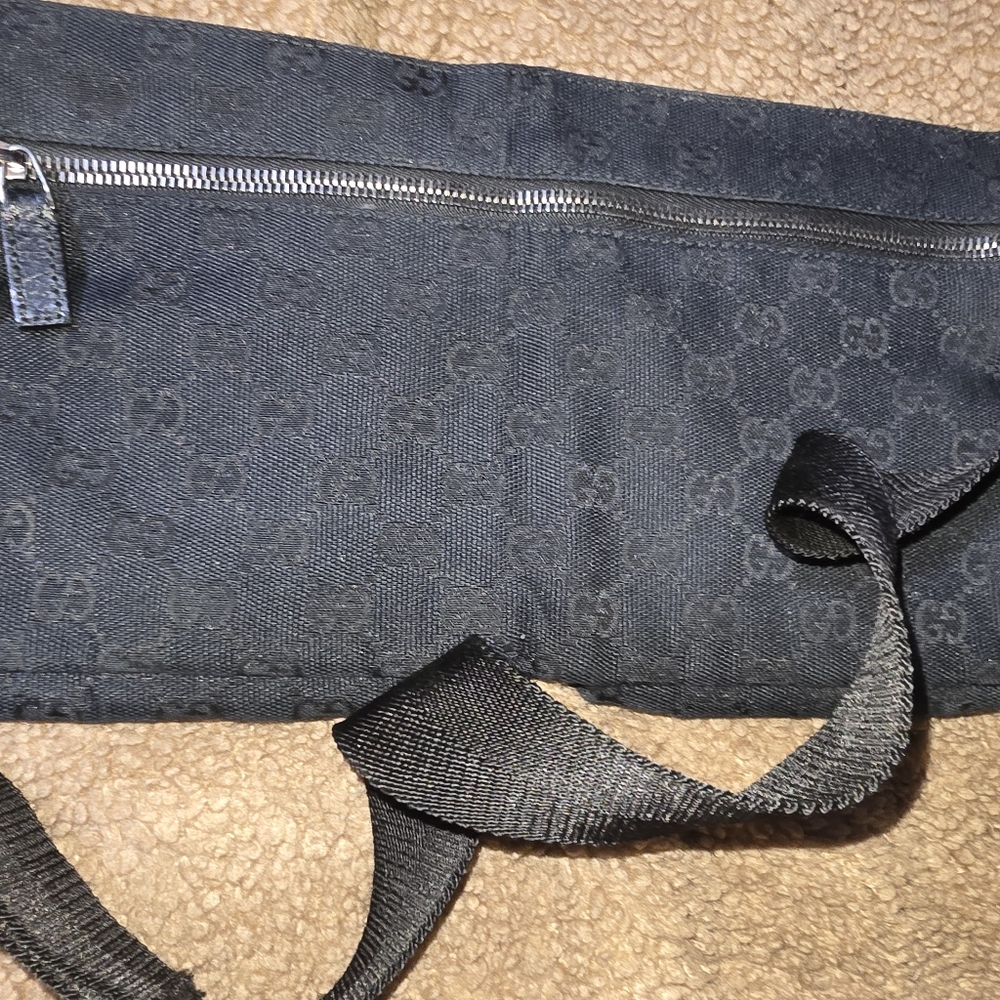 Gucci waist bag double pocket GG Canvas and leather accents